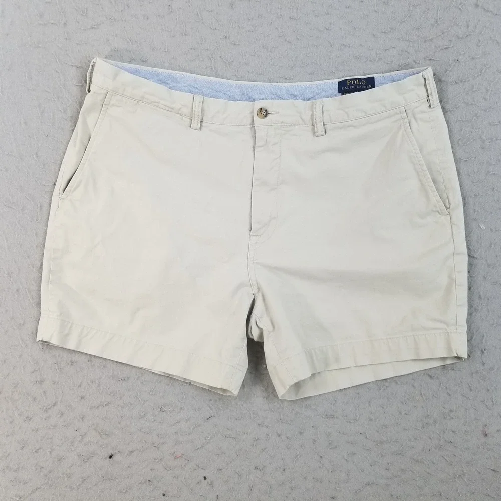 Polo Ralph Lauren Shorts Mens 38 Tan Chino Stretch Classic Fit 5.5 Inseam Khaki